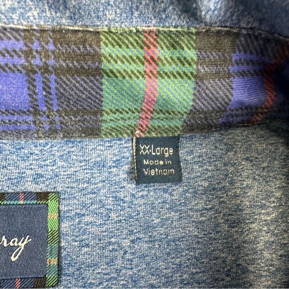 William Murray Polo Shirt Mens XXL Blue Golf Stretch Performance Contrast Plaid - Picture 14 of 16